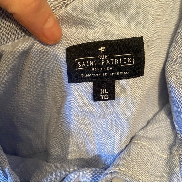 🛍️3/$30 Rue Saint-Patrick men’s blue button up shirt-sleeved shirt size  x-large - Picture 6 of 8